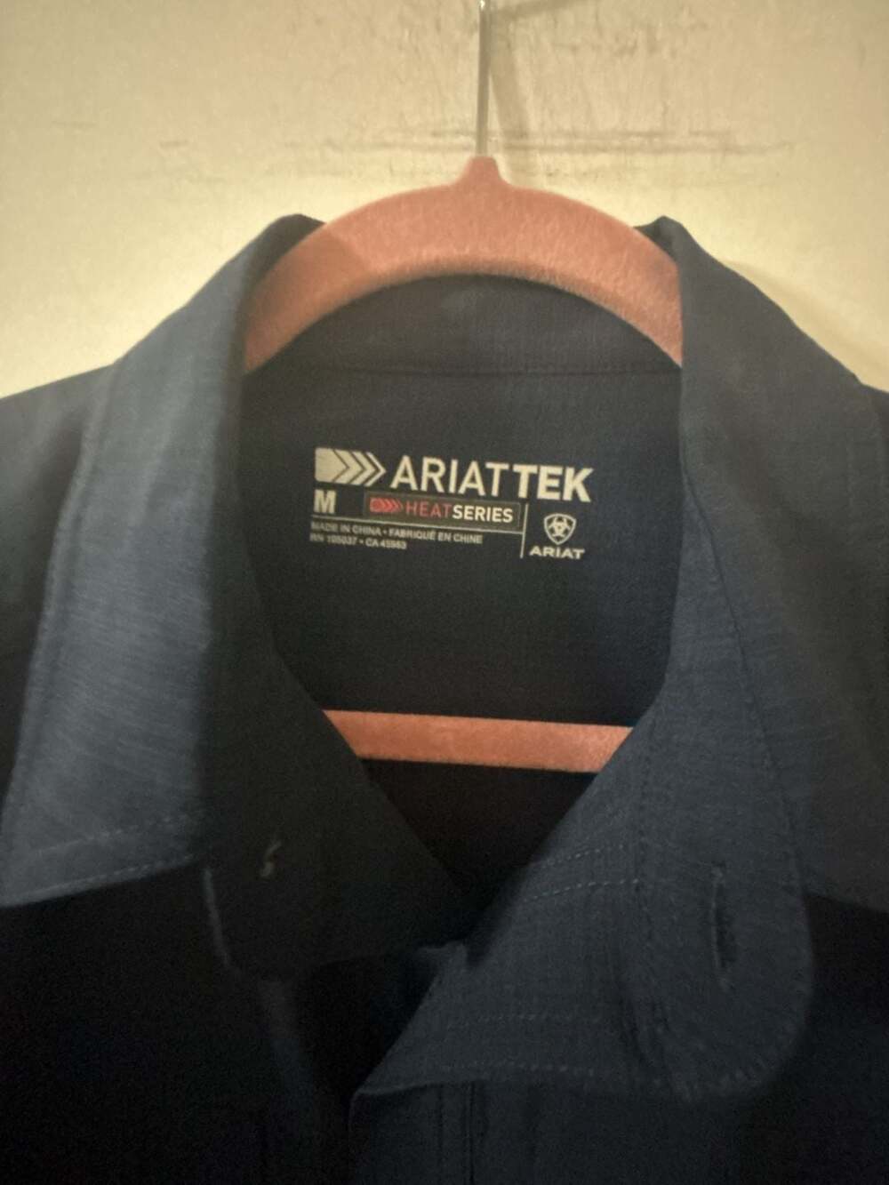 Ariat Tek Heat Series Button Up Shirt Size M Navy Blue Long Sleeve Work Shirt